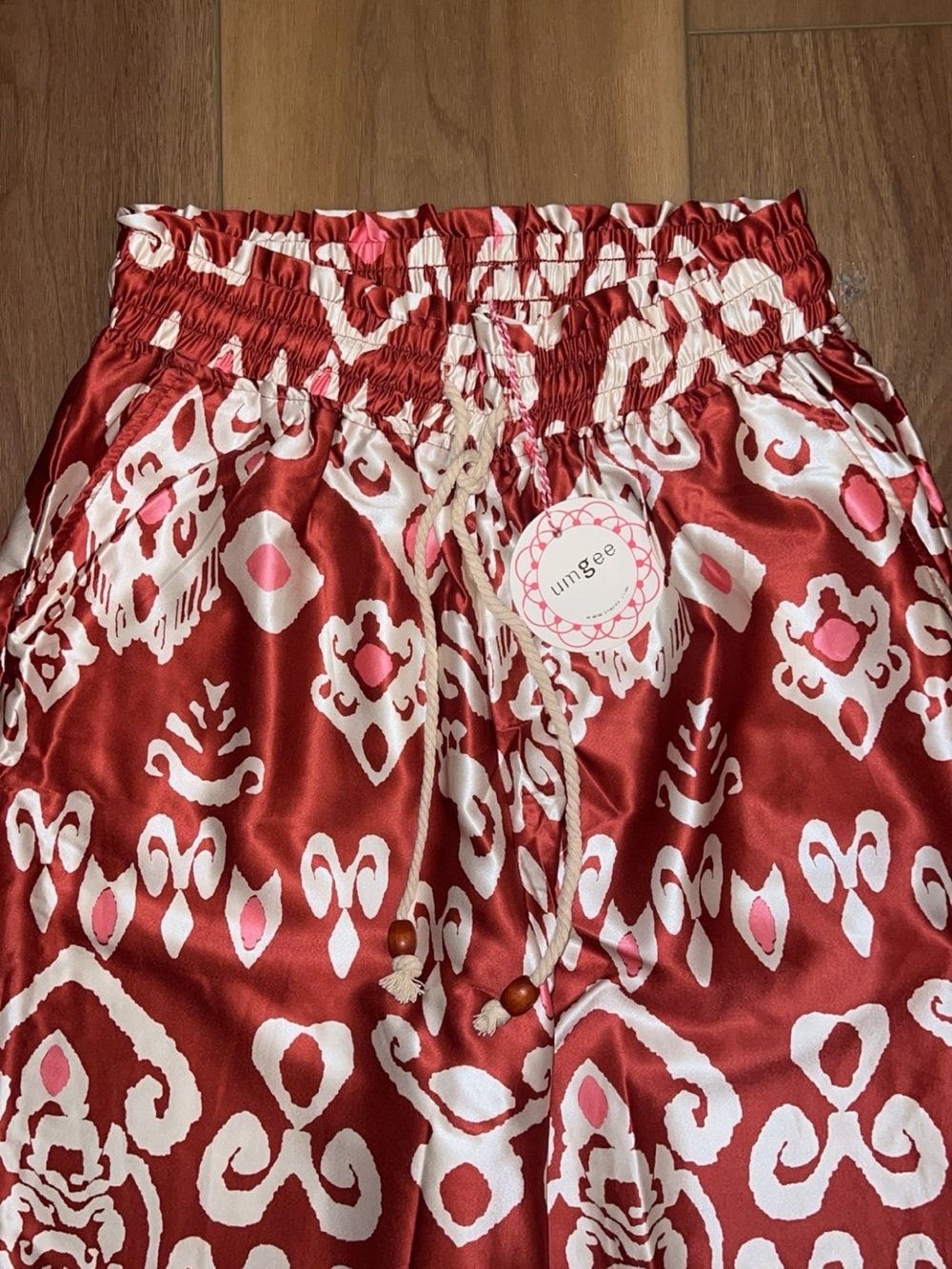 Umgee - High-Rise Red and White Wide Leg Pants - Picture 4 of 4